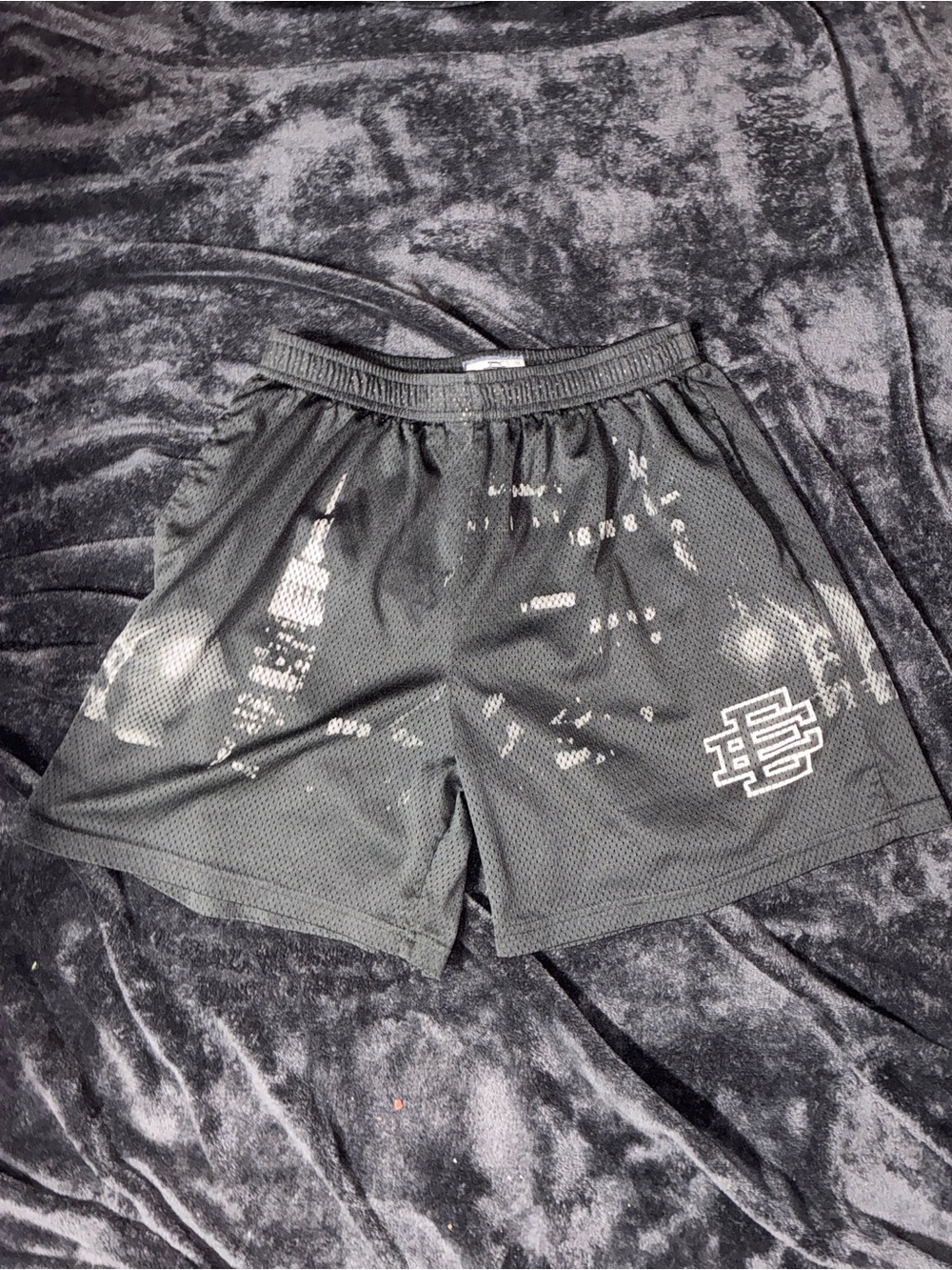 Eric Emanuel Black Mesh Athletic Shorts with White Logo